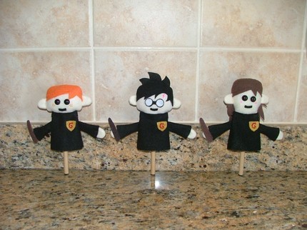 trio of Harry Potter puppets