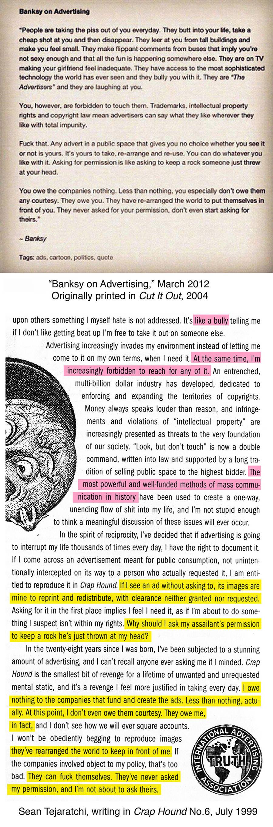 Banksy quote on ads